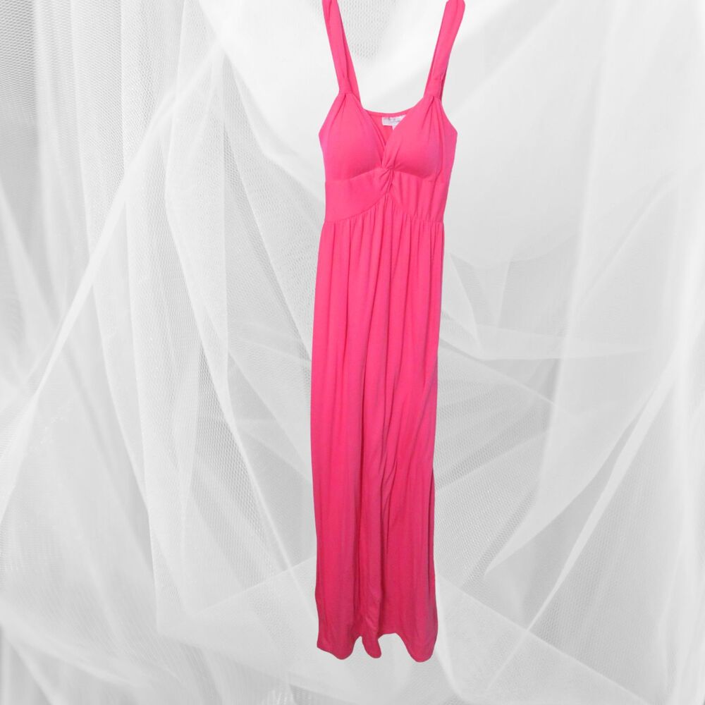 Allison Brittney Long Dress Women Small Pink Spaghetti Straps Flowy Knit Cruise